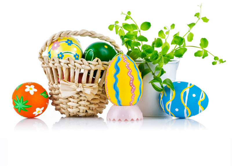 复活节彩蛋和盆栽