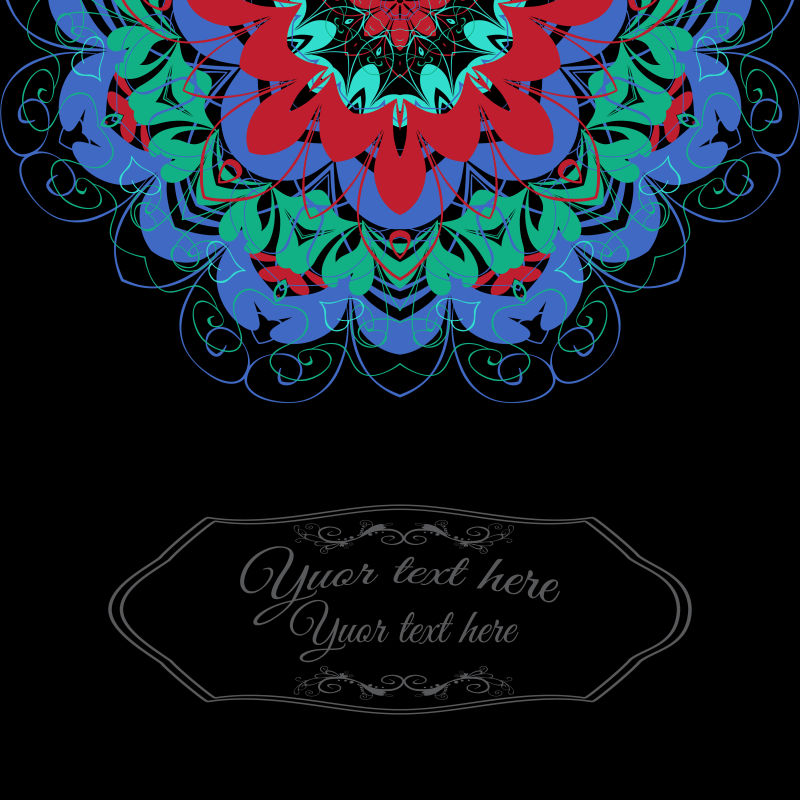 矢量传统装饰花卉纹样的卡片设计