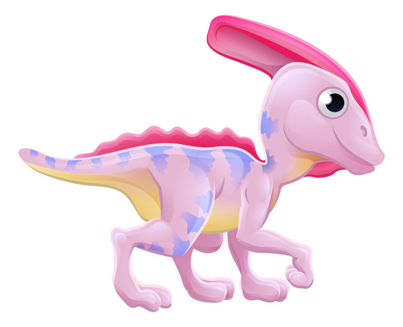 矢量可爱的粉色恐龙插图