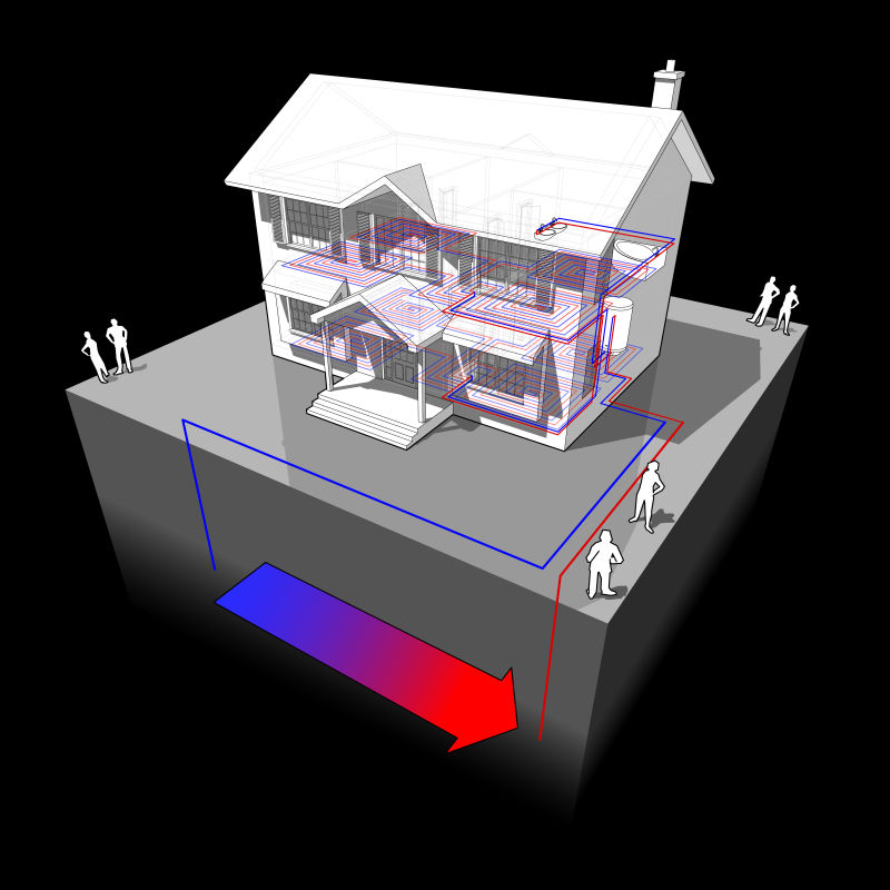 矢量抽象房屋地暖效果的插图