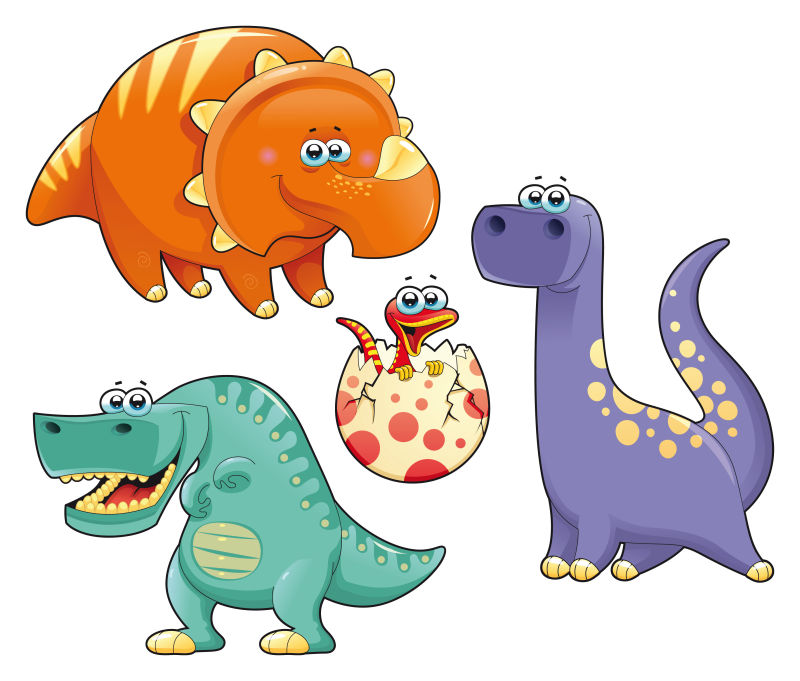 创意矢量卡通有趣的恐龙