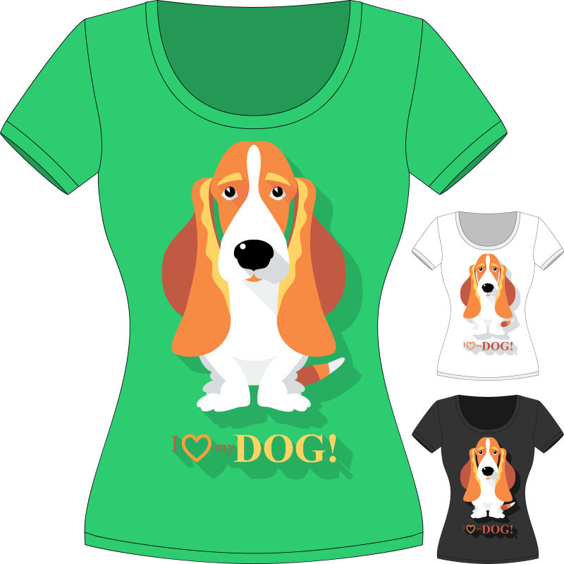 创意猎犬元素的矢量T恤设计