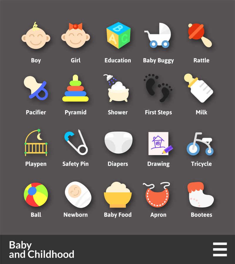创意婴儿用品相关的图标设计