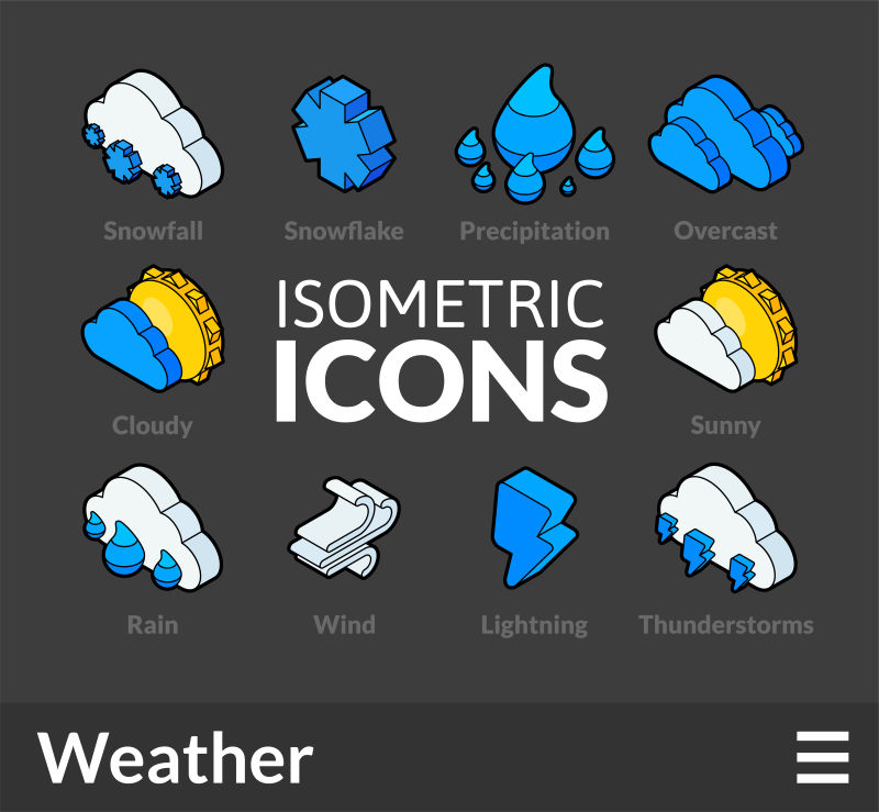 创意矢量天气相关的图标设计