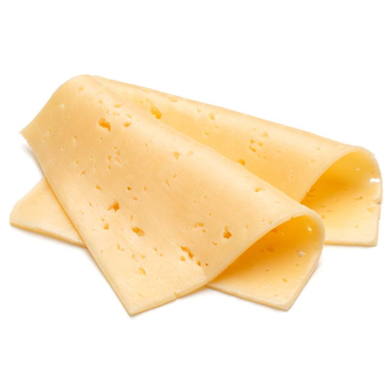 白色背景奶酪切片
