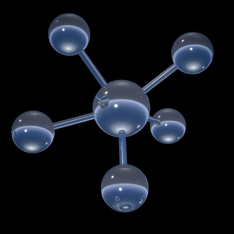 黑色背景上的抽象3d立体分子结构