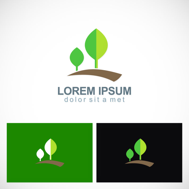 抽象矢量绿植生长的概念标志设计