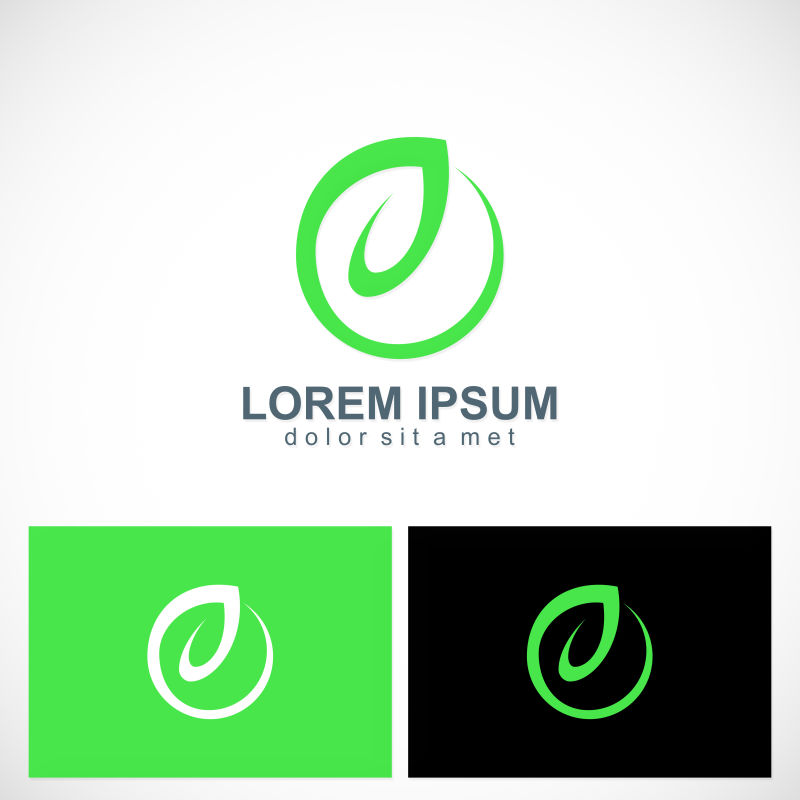 抽象绿色生态概念的圆形矢量标志设计