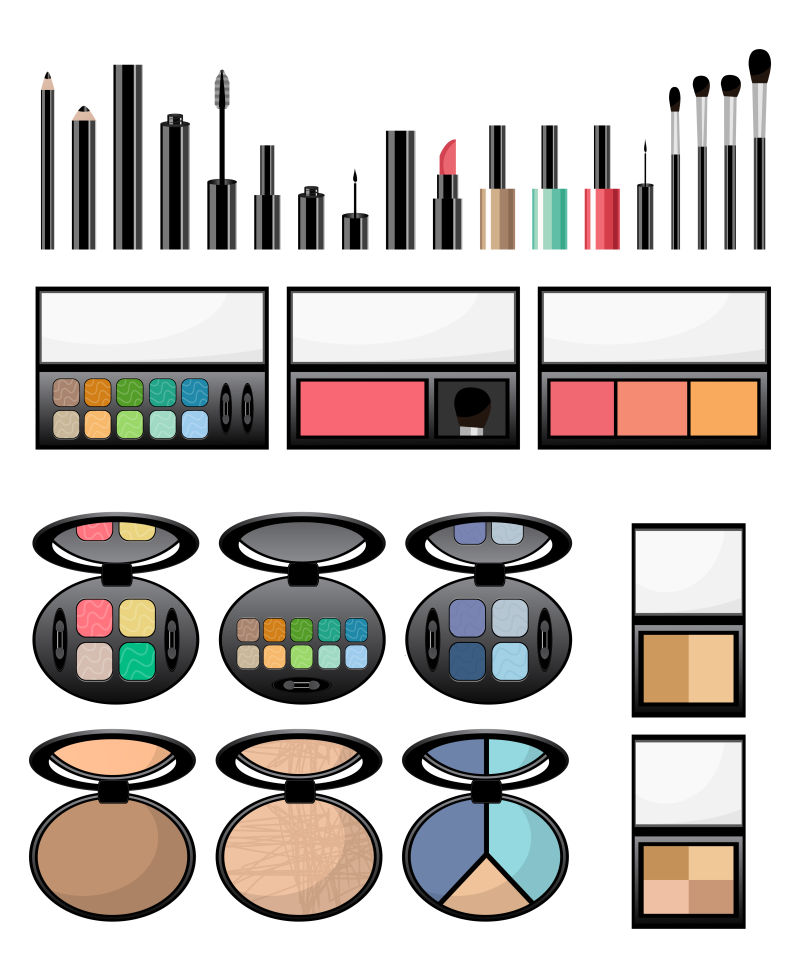 矢量化妆品的平面插图