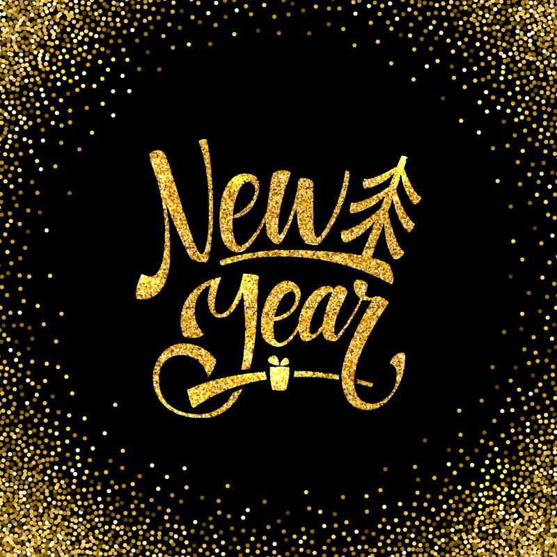 矢量创意金色新年文字元素的节日背景