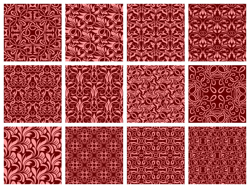 矢量红色抽象花卉装饰设计无缝背景