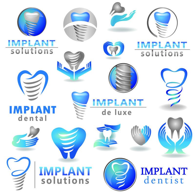 抽象矢量牙体种植概念的标志设计