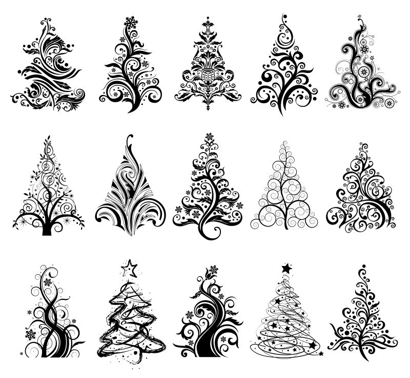 抽象矢量几何风格的圣诞树创意插图设计元素