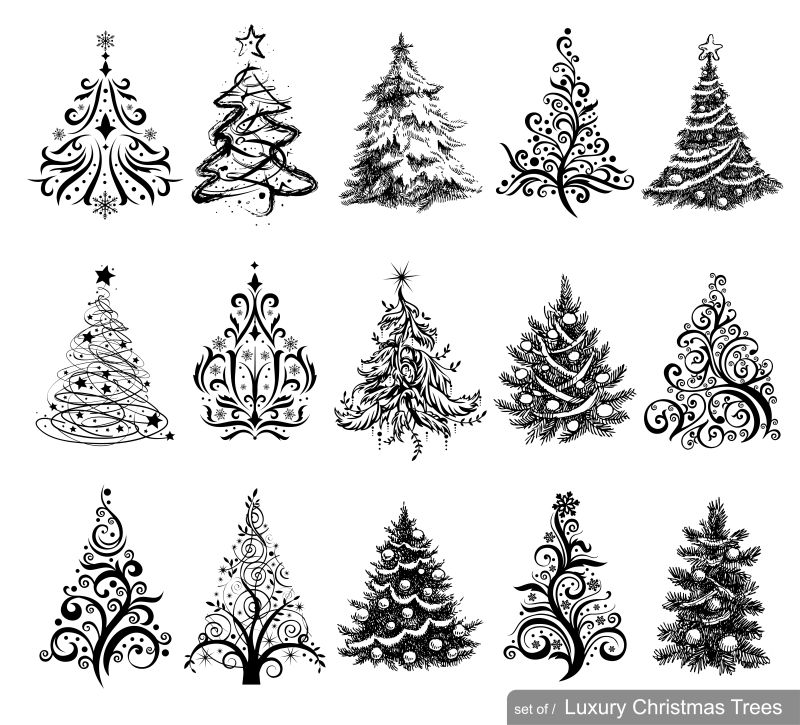 矢量创意圣诞树插图设计