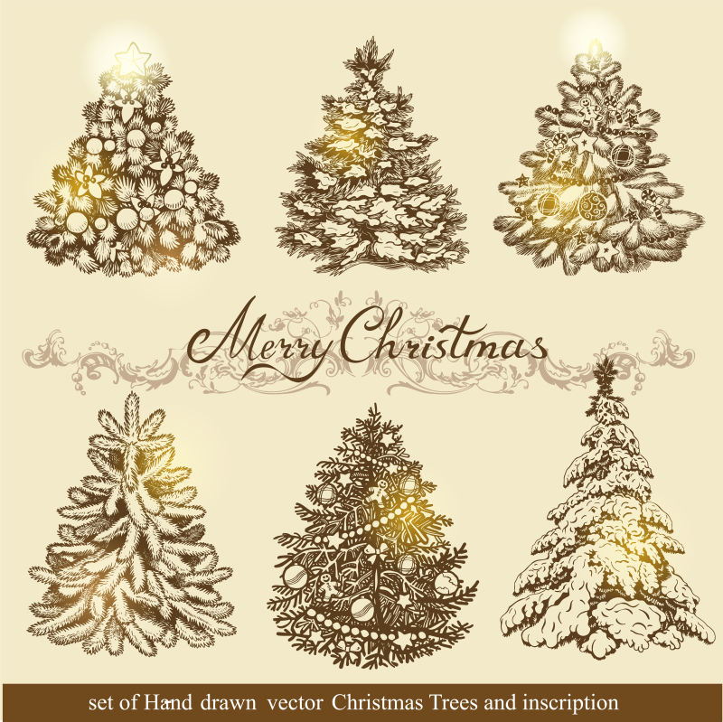 抽象矢量金色圣诞树插图设计