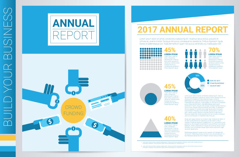抽象蓝色年度报告主题的矢量封面设计