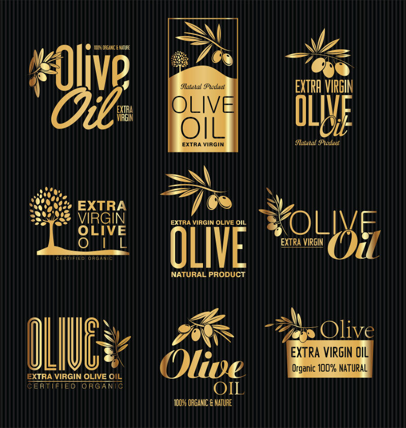 复古的橄榄油标签矢量设计