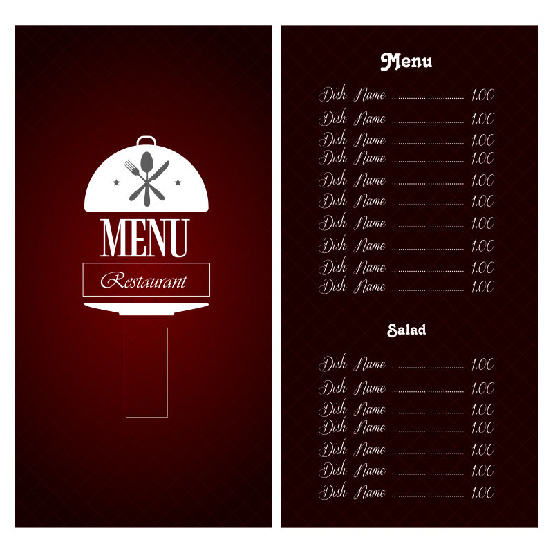暗红色餐厅菜单矢量设计