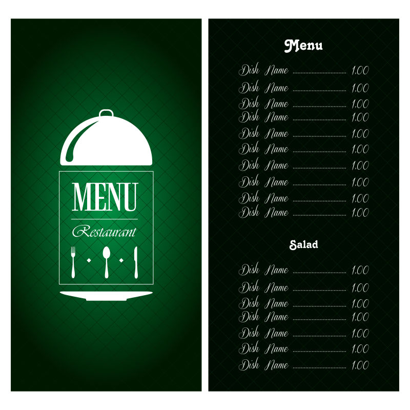 矢量的绿色餐厅菜单设计