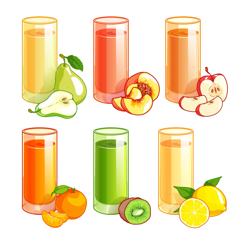创意矢量各种果汁设计插图