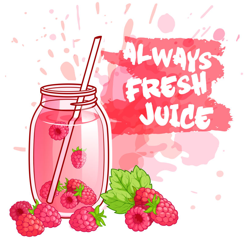 抽象矢量红莓饮料插图