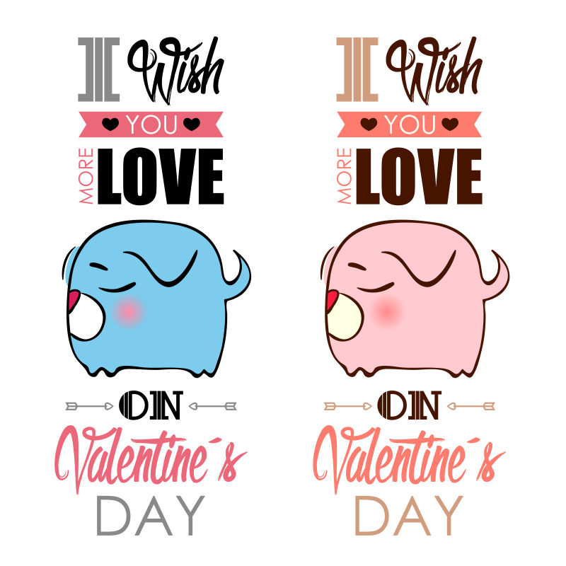 抽象矢量卡通猪元素的情人节贺卡设计