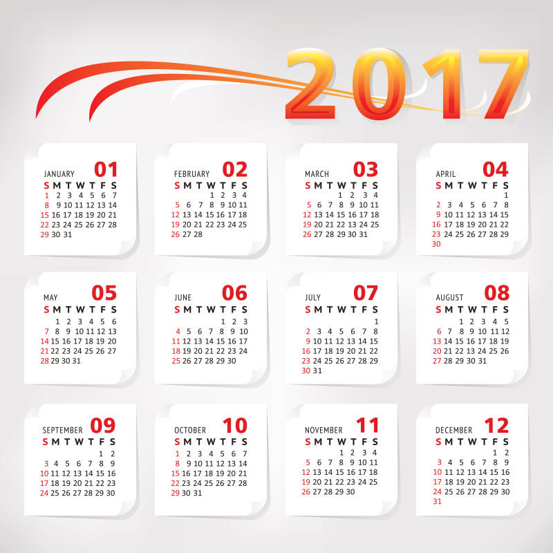 2017年简易日历矢量设计