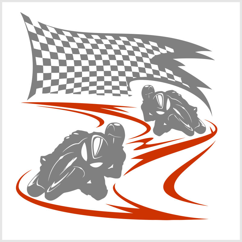 摩托车比赛平面插图矢量设计