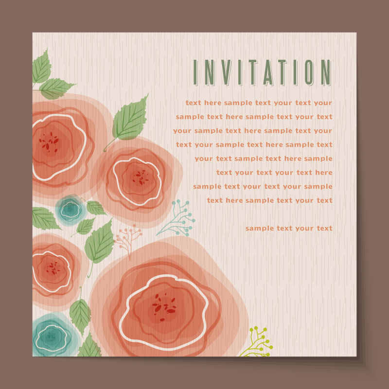 抽象矢量创意花卉元素的婚礼请帖设计