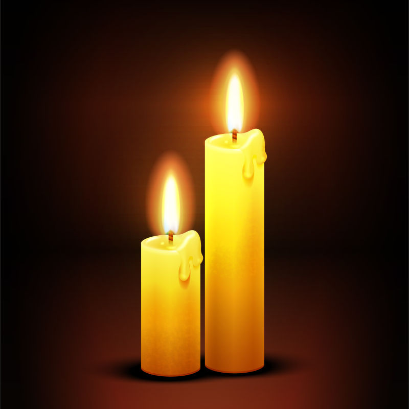 抽象矢量桌上的火焰蜡烛插图