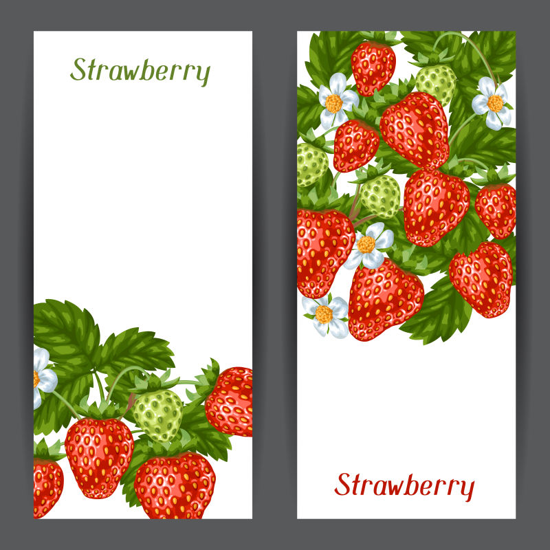 矢量手绘草莓的创意插图横幅设计