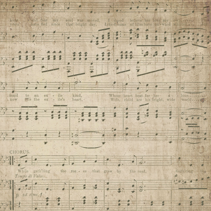 带音符的旧式音乐页背景