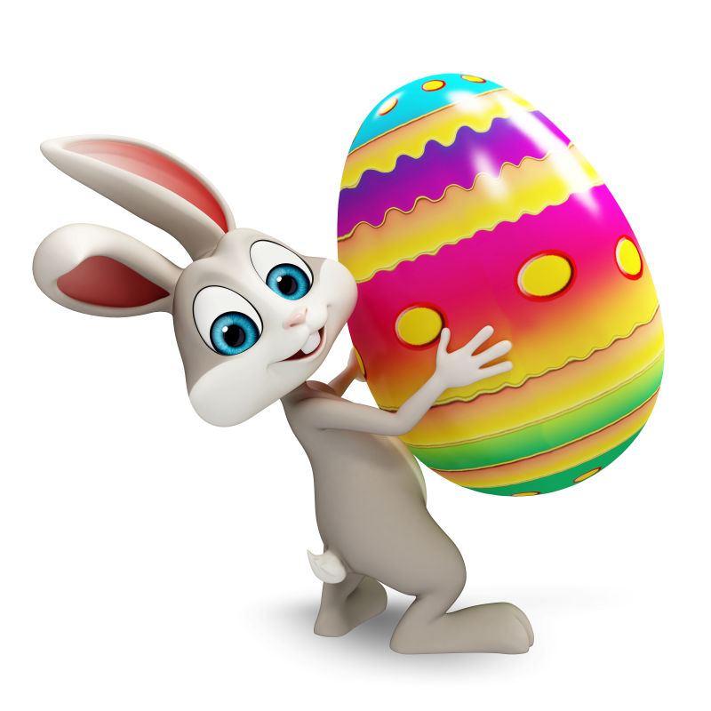 拿着复活节鸡蛋的兔子