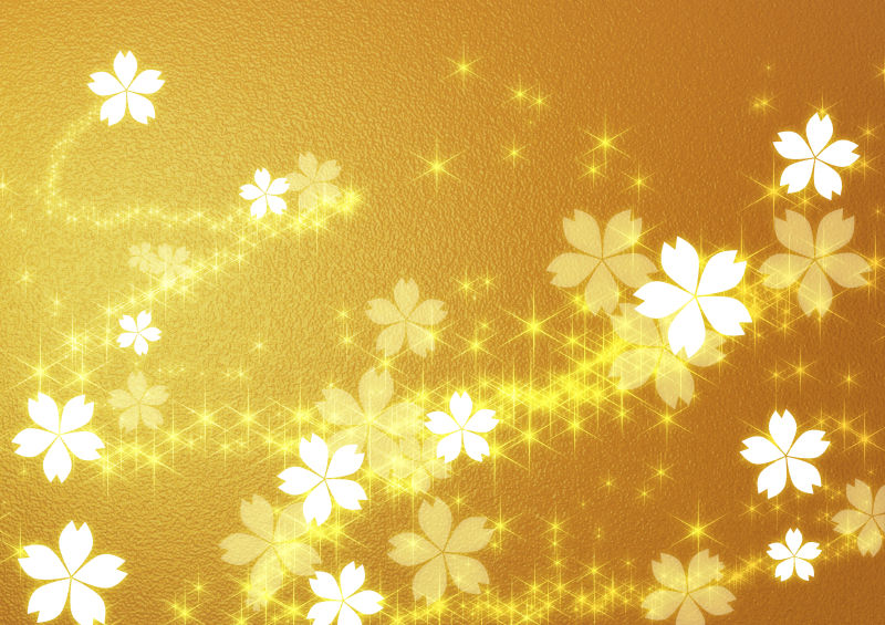 金色背景上的闪亮花型效果