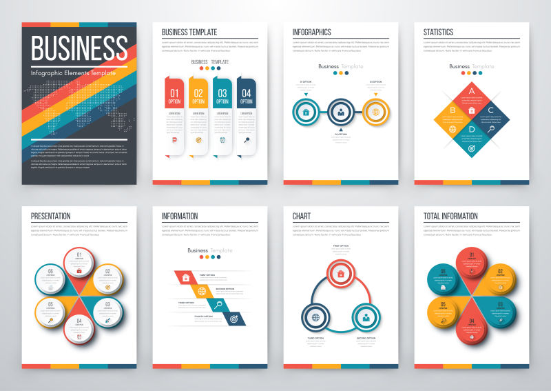 五彩缤纷的商务画册设计矢量图