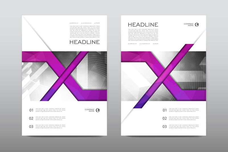 矢量紫色现代风格的抽象宣传册设计