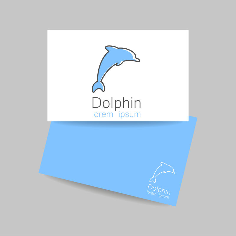 矢量蓝色海豚名片创意设计