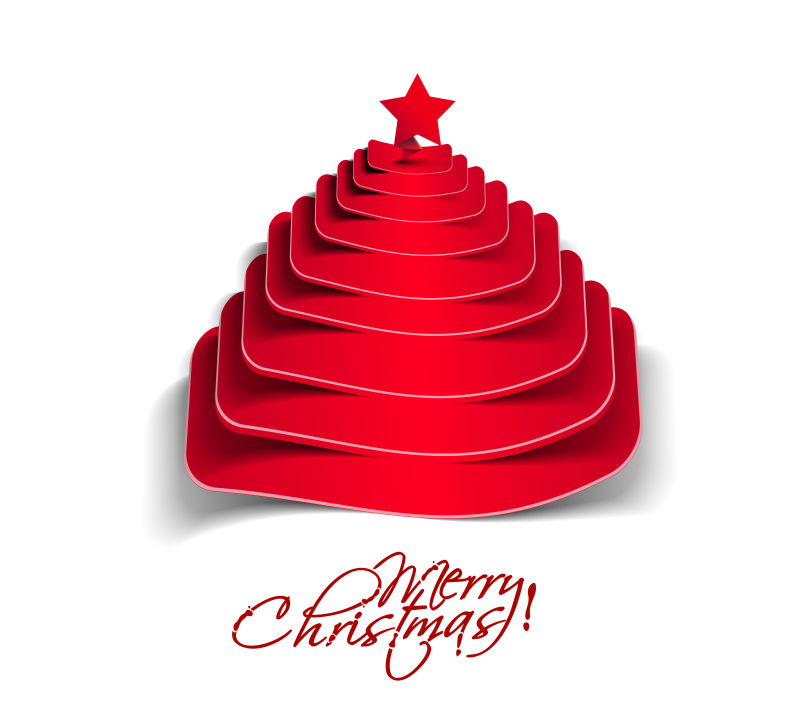 白色背景下的红色圣诞树创意设计矢量插图