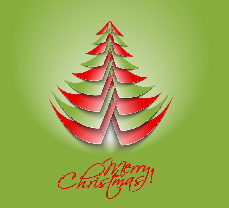 矢量抽象创意圣诞树设计绿色背景