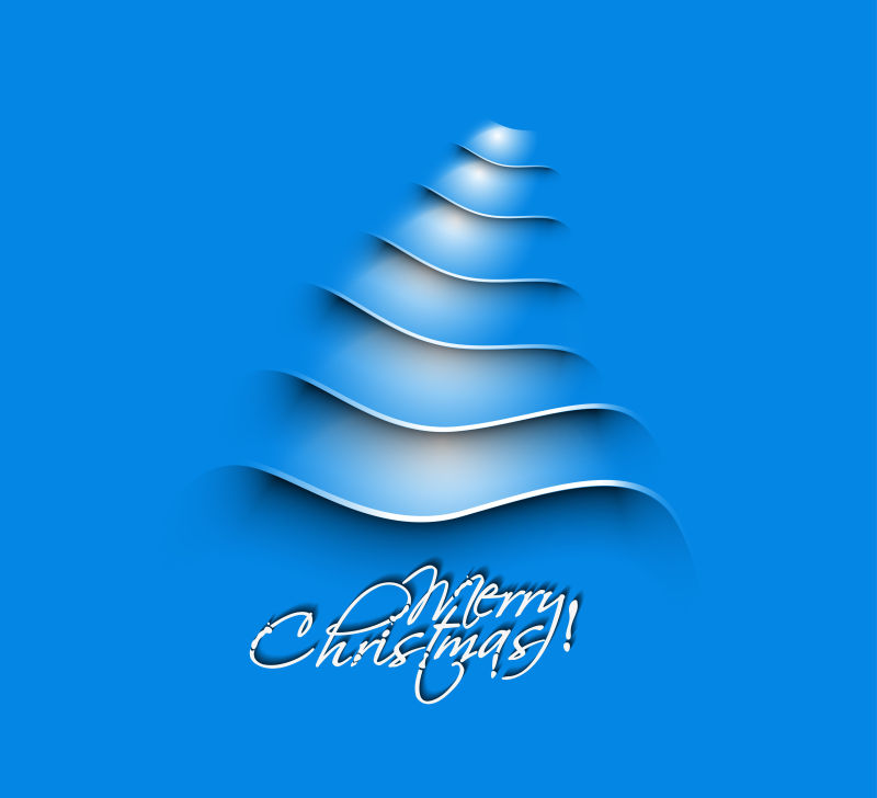 矢量现代抽象圣诞树设计蓝色背景