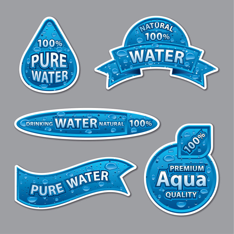 天然纯净水标签矢量设计