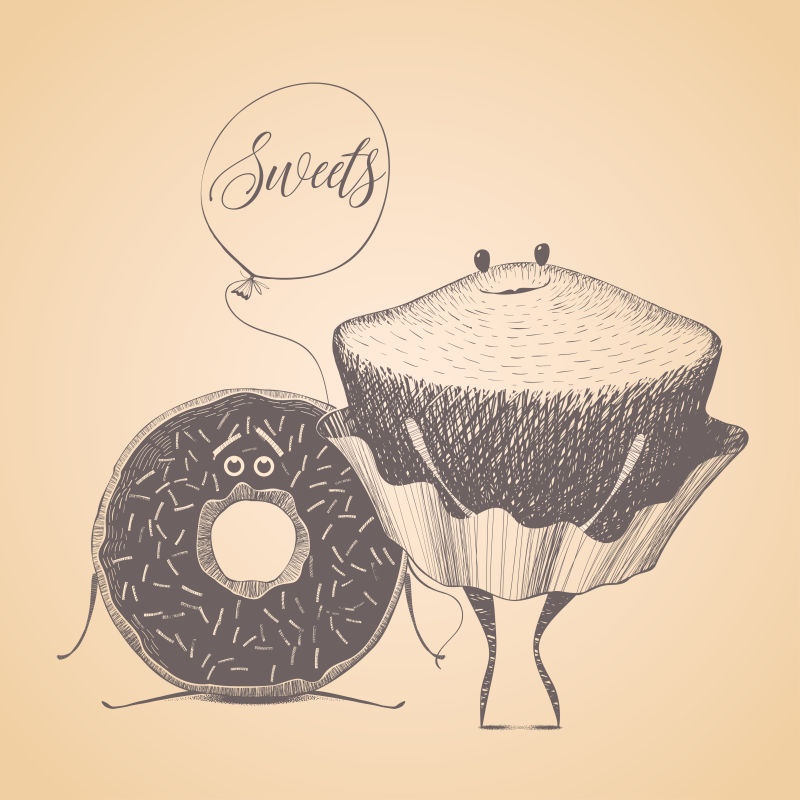 纸杯蛋糕和甜甜圈矢量标志设计
