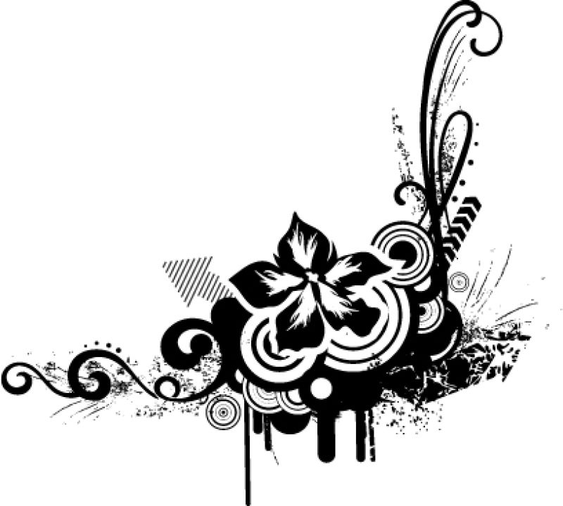 黑白花卉图案矢量设计