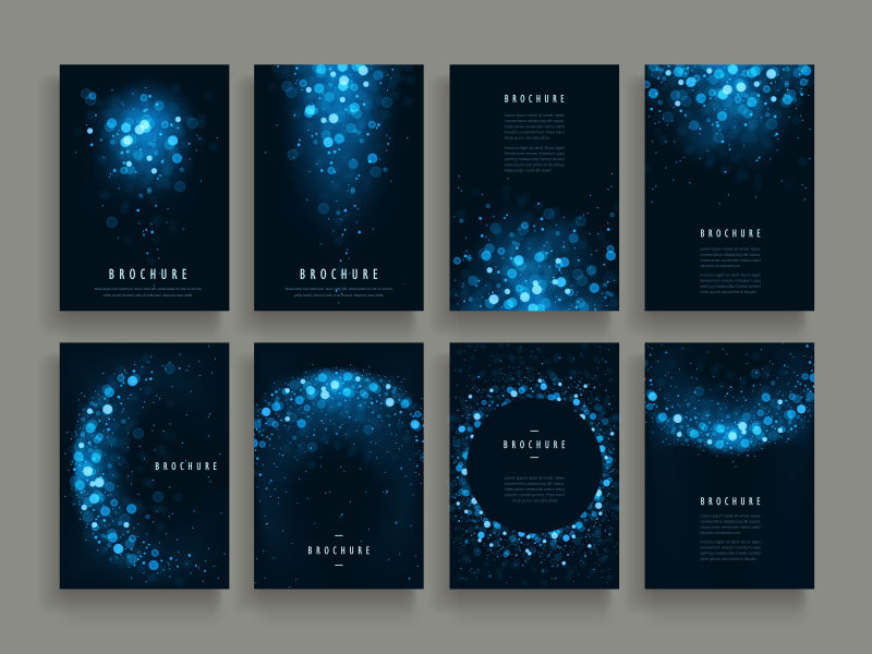 创意蓝色美丽光芒元素的矢量宣传册设计