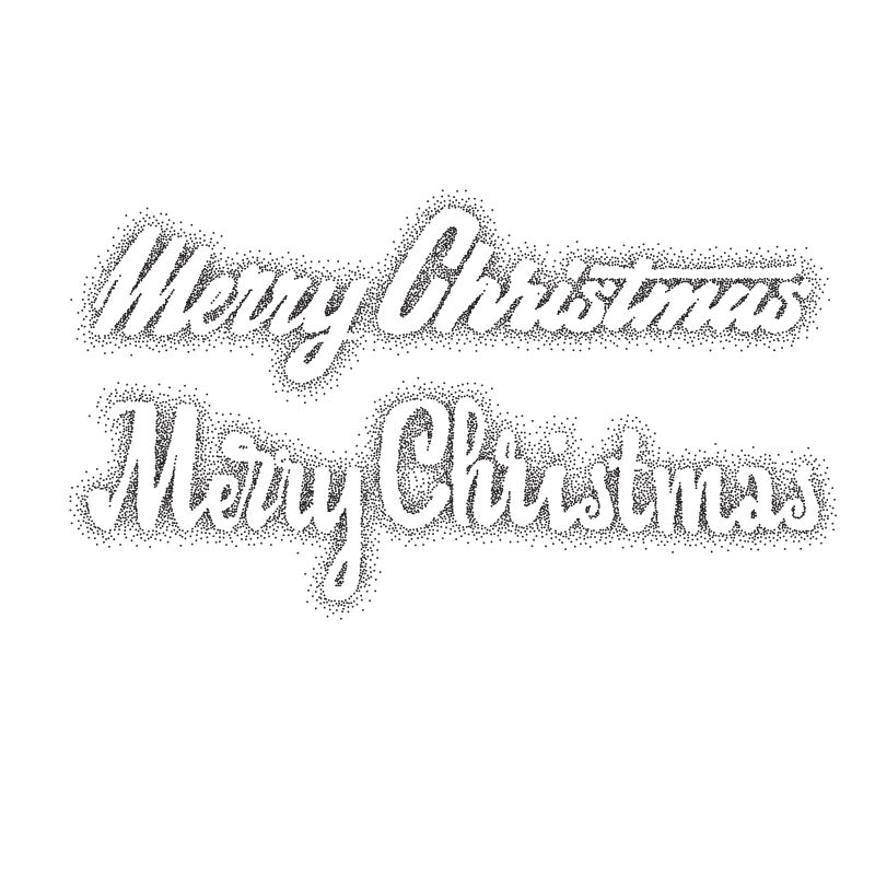 抽象圣诞快乐的矢量点状字母插图