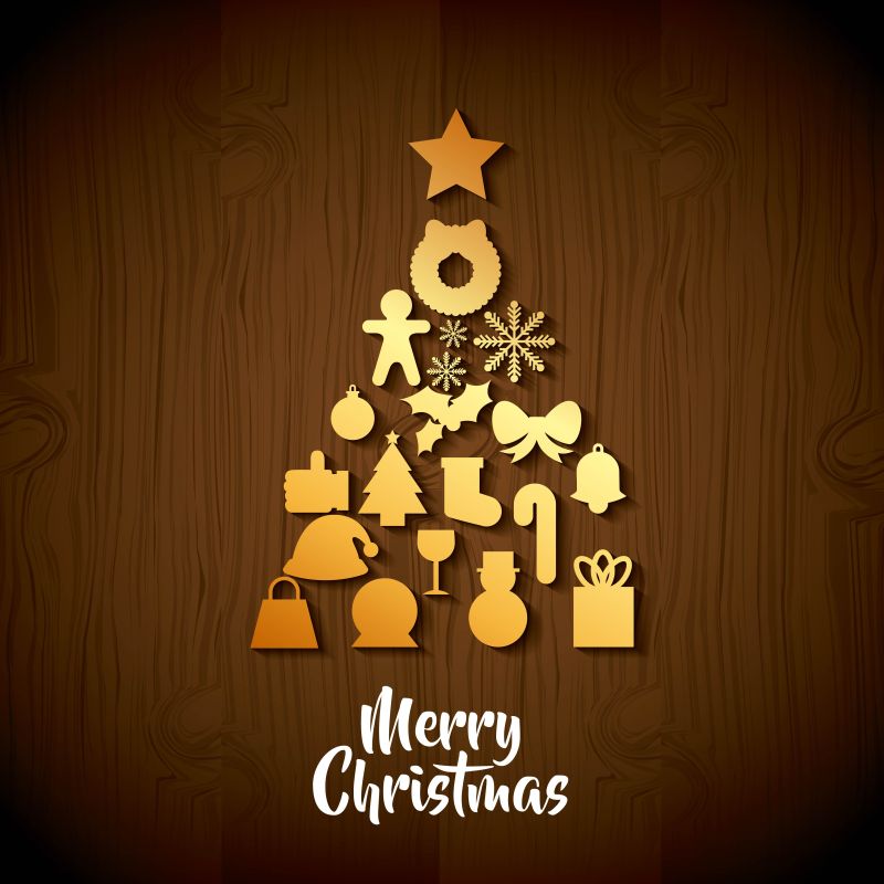 抽象金色圣诞树矢量背景设计