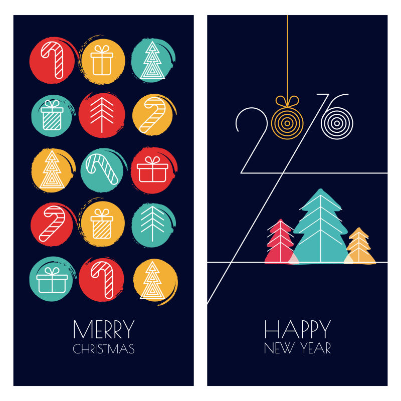 创意圣诞元素贺卡设计矢量