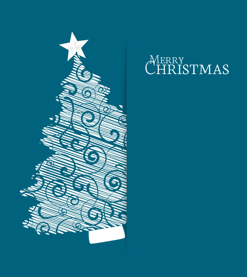 蓝色圣诞树矢量设计背景