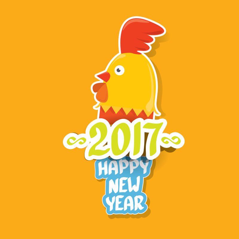 创意矢量2017公鸡元素的新年背景