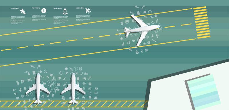 飞机在机场的信息图表矢量设计